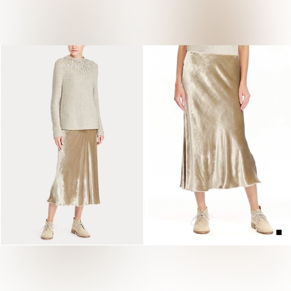 Polo Ralph Lauren Flared Velvet Midi Skirt In Desert 8 “Slip Style”